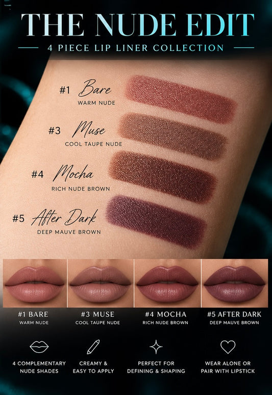 The Nude Edit – 4 Piece Lip Liner Collection | Lash Out