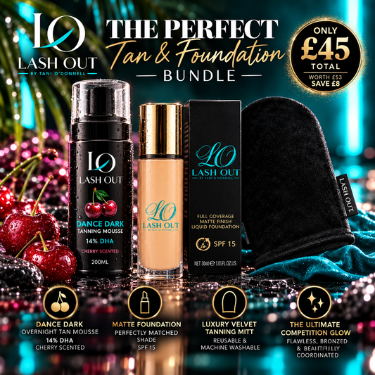 Lash Out Dance Dark Tan & Foundation Bundle | Overnight Tan, Matte Foundation & Velvet Mitt
