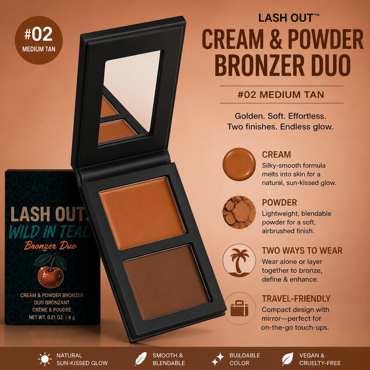 Cream & powder bronzer duo